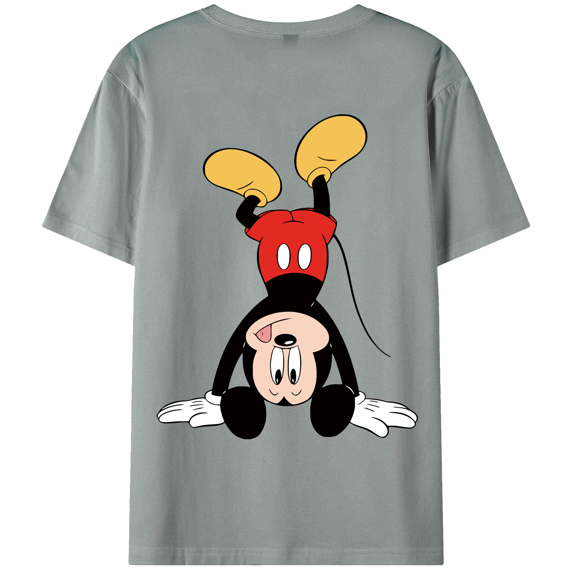 ミッキーマウス Mickey Mouse 綿100％ メンズ半袖Tシャツ（バックプリント） 通気性